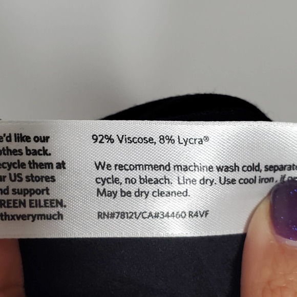 EILEEN FISHER Solid Black V-Neck Sleeveless Dress Sz S - Picture 5 of 6